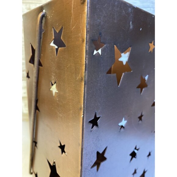 Rustic Stars Metal Lantern Luminary For 12” Tall Fits 3” Diameter Pillar Candle - Picture 7 of 14